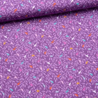 Baumwollwebware Mini-Vögel lila
