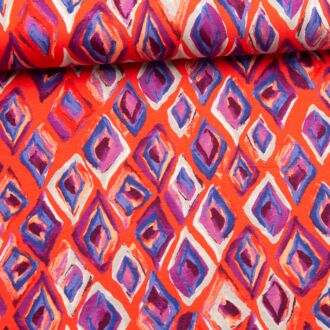 Viskosejersey Painted Diamonds orangerot