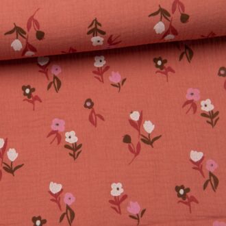 Musselin Blumen altrosa