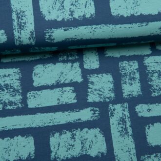 French Terry Abstract Strokes blau