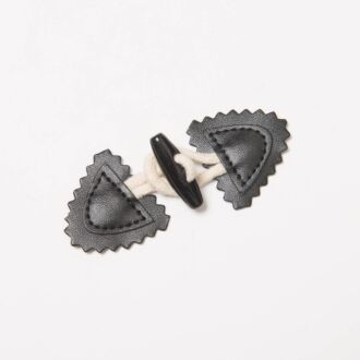 Dufflecoatverschluss Leder 10cm schwarz