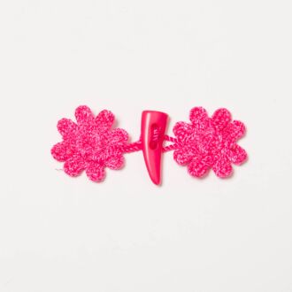 Dufflecoatverschluss Blümchen 8cm fuchsia