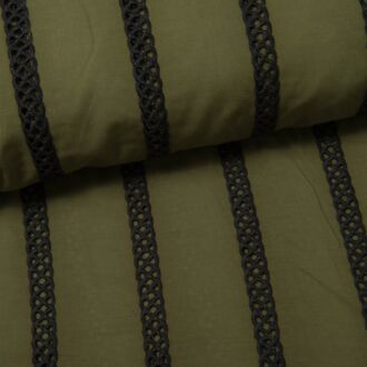 *SALE* Lochstick-Streifen schmal Baumwolle olive