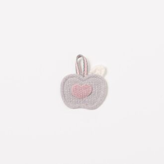 Herzapfel Aufnäher grau/rosa