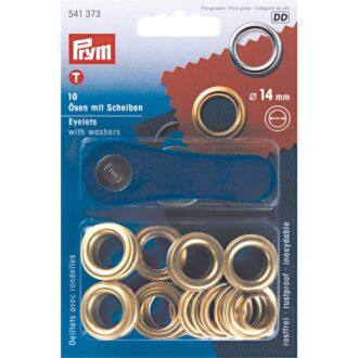 Prym Ösen mit Scheiben 14mm gold