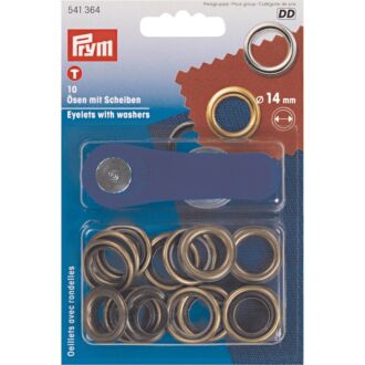 Prym Ösen mit Scheiben 14mm Altmessing